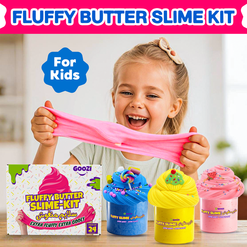 Fluffy Butter Slime Jars – Pack of 24 (100ml each) + Free Accessories