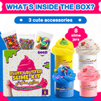 Fluffy Butter Slime Jars – Pack of 8 (100ml each) + Free Accessories