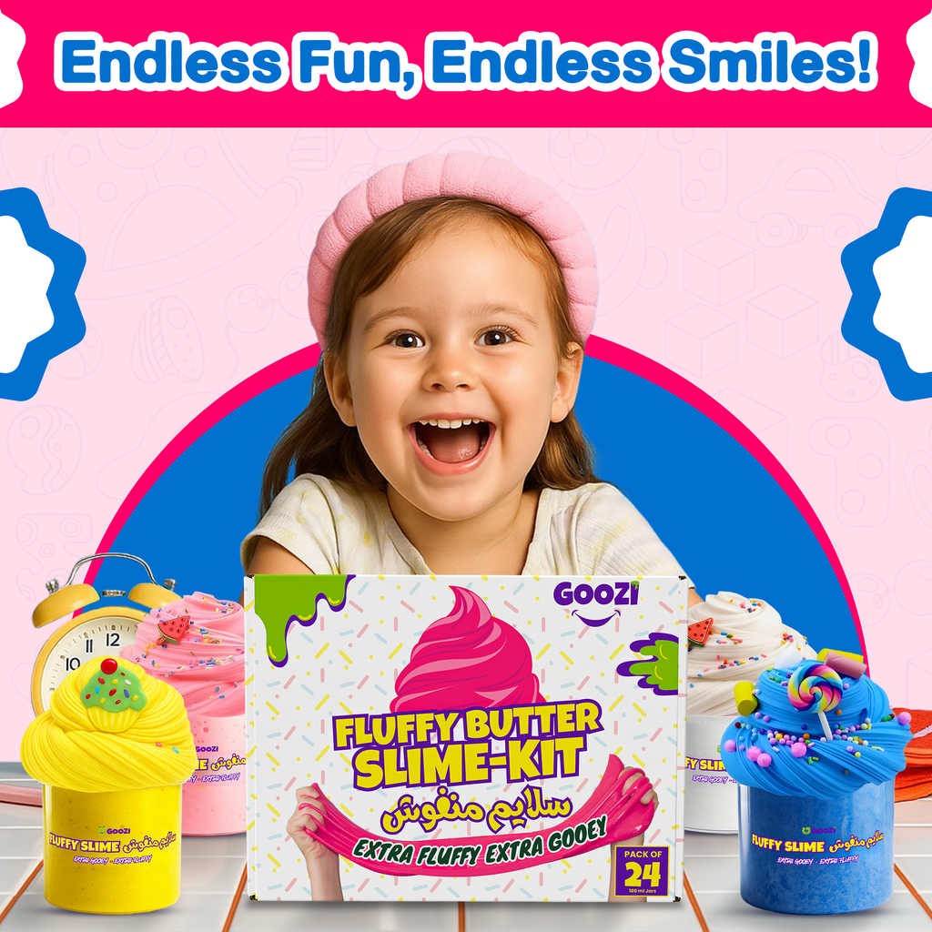 Fluffy Butter Slime Jars – Pack of 24 (100ml each) + Free Accessories