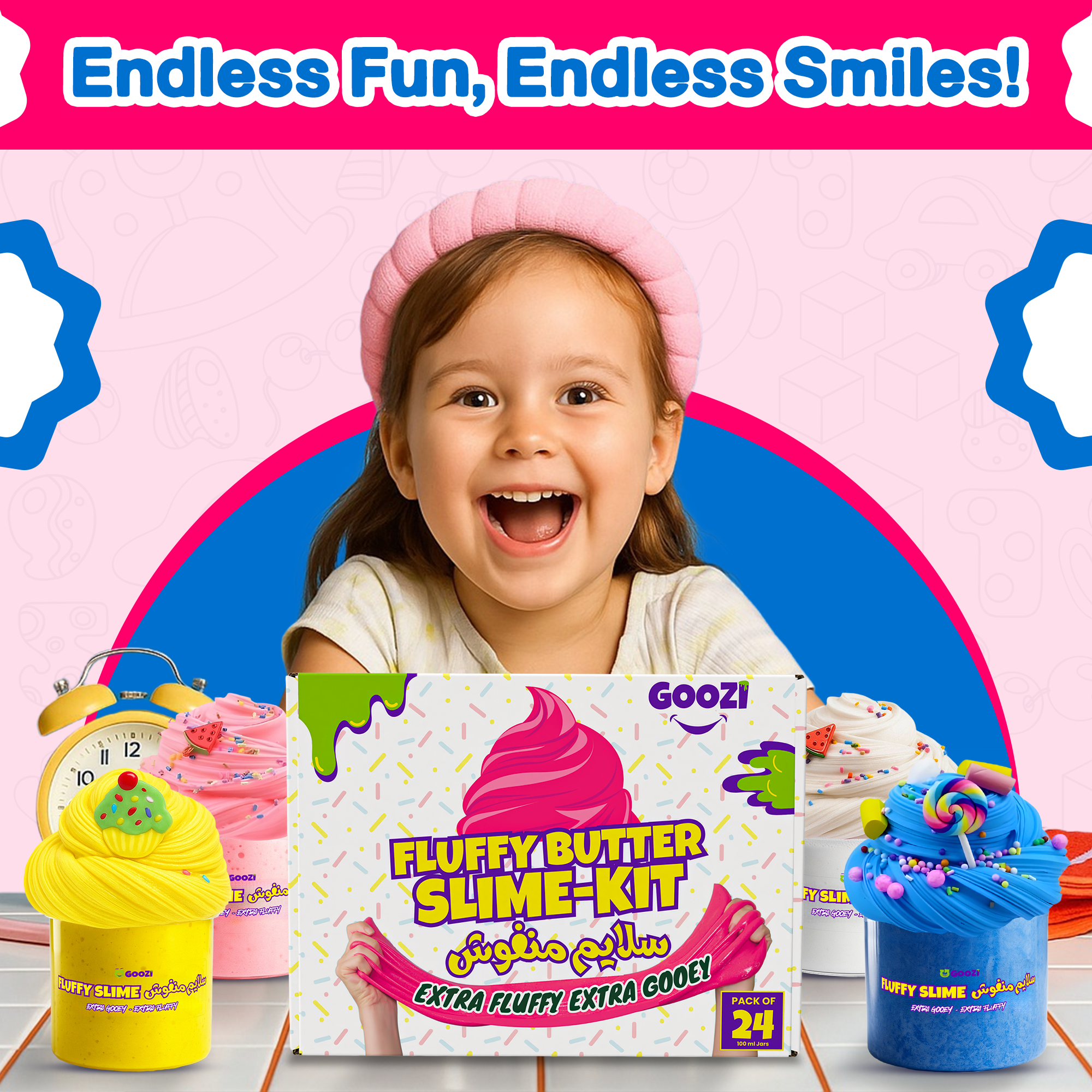 Fluffy Butter Slime Jars – Pack of 24 (100ml each) + Free Accessories