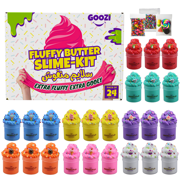 Fluffy Butter Slime Jars – Pack of 24 (100ml each) + Free Accessories